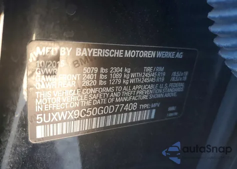 2016 BMW X3 xDrive28I from USA, damaged, VIN 5UXWX9C50G0D77408